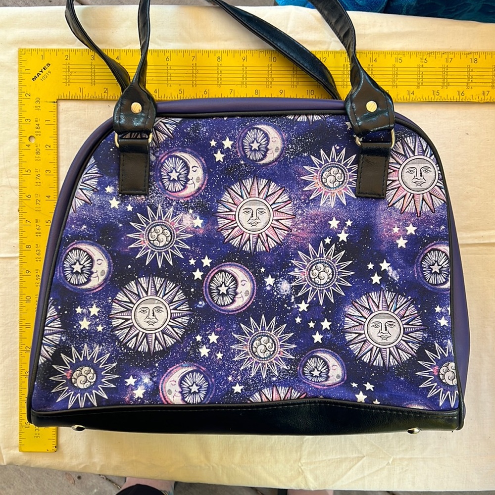 Minerva bag Top Notch by Design Celestial Moon and Stars Purple Vinyl